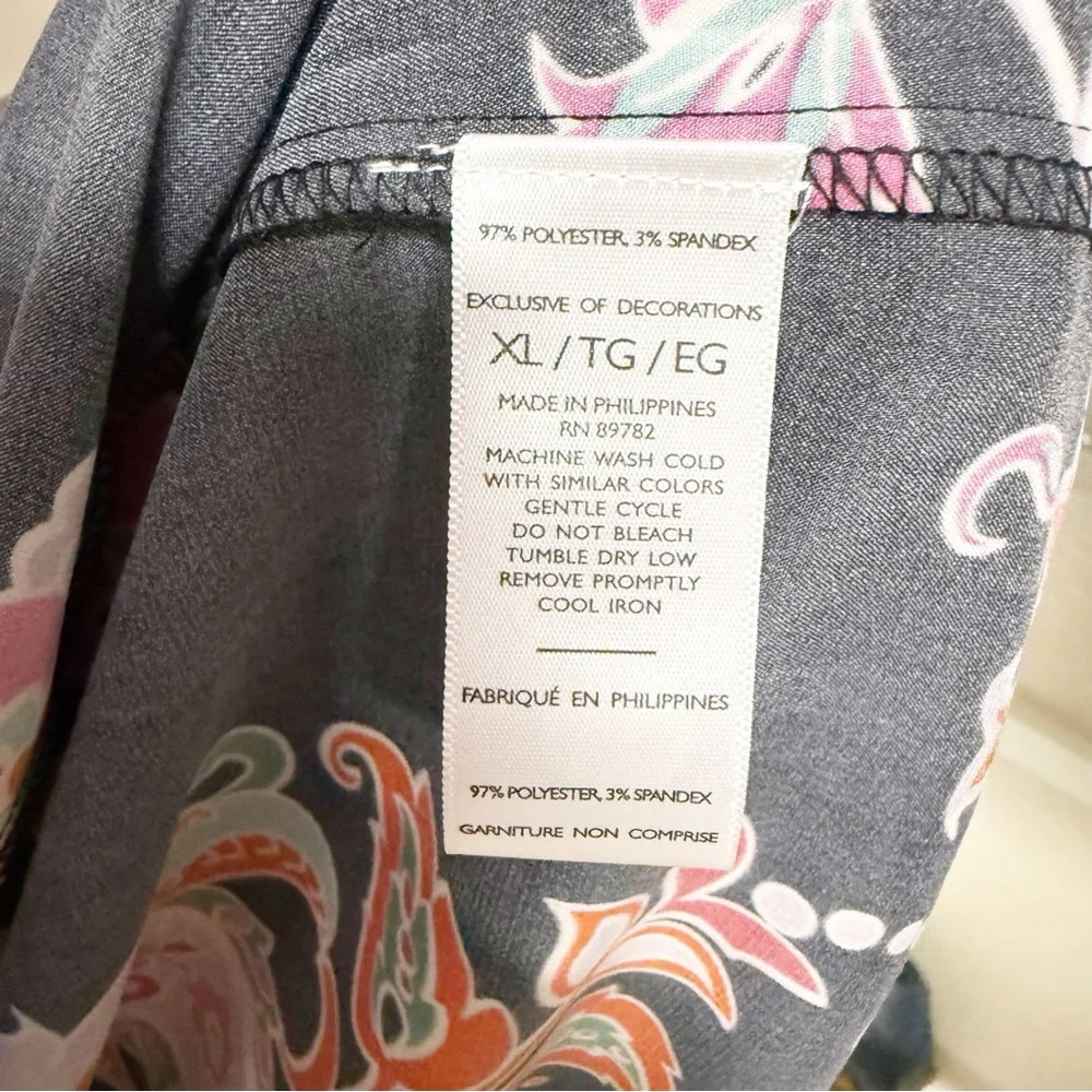 NEW N Natori Jaipur Long Robe Black Multi XL NWOT - Picture 4 of 6